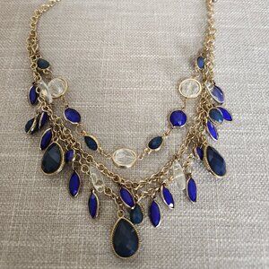 Blue Teardrop Waterfall Necklace